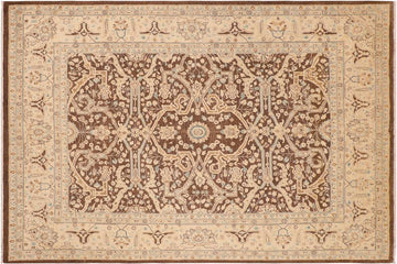 handmade Traditional Kafkaz Chobi Ziegler Brown Beige Hand Knotted RECTANGLE 100% WOOL area rug 8 x 10